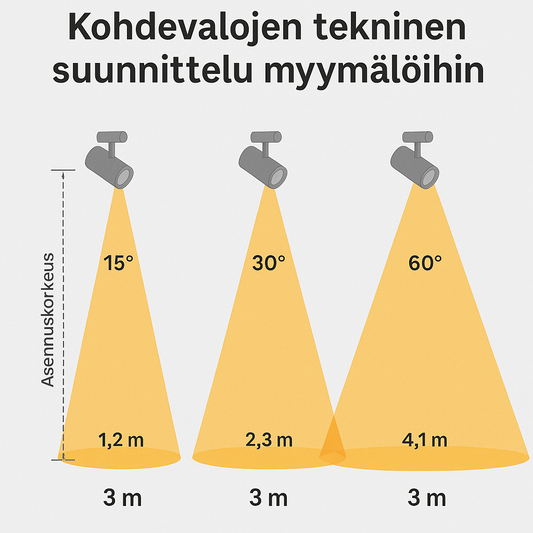 avauskulman vaikutus valaistavaan alaan