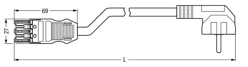 WAGO – Esikokoonpantu liitäntäkaapeli, 3-napainen, 1,5 mm², 3 m