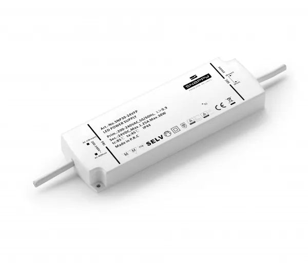 Snappy SS30-24VFP – 24V 30W LED-vakiojännitelähde (IP44)