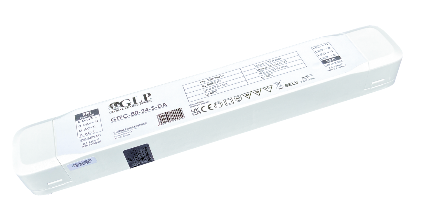 GTPC-80-24-S-DA – 80 W, 24 V, DALI/push dimming,
