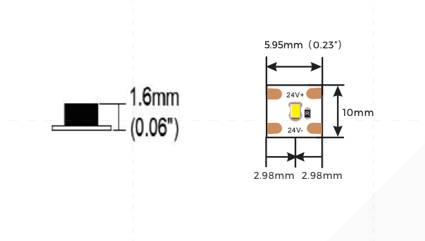 D8168N-24V-10mm – 24V LED-nauha, Free-cutting Series, 16.2 W/m