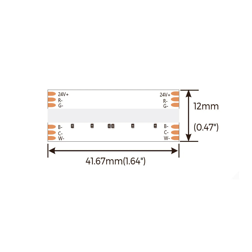 DP11RGBSWW-24V-12mm – RGB+CCT CSP LED-nauha, 18W/m, 24V, pisteetön, IP20