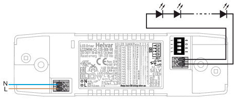 Helvar LC22MINI-CC-125-500-SR – 22W säädettävä vakiojänniteliitäntälaite
