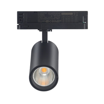 LED-kiskovalaisin LS-OR-15 musta versio, tehokas valaistus myymälöihin ja gallerioihin.