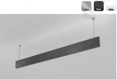 LH25 – Slim, lineaarinen LED-riippuvalaisin peitelevyllä, musta, 24V, up/down