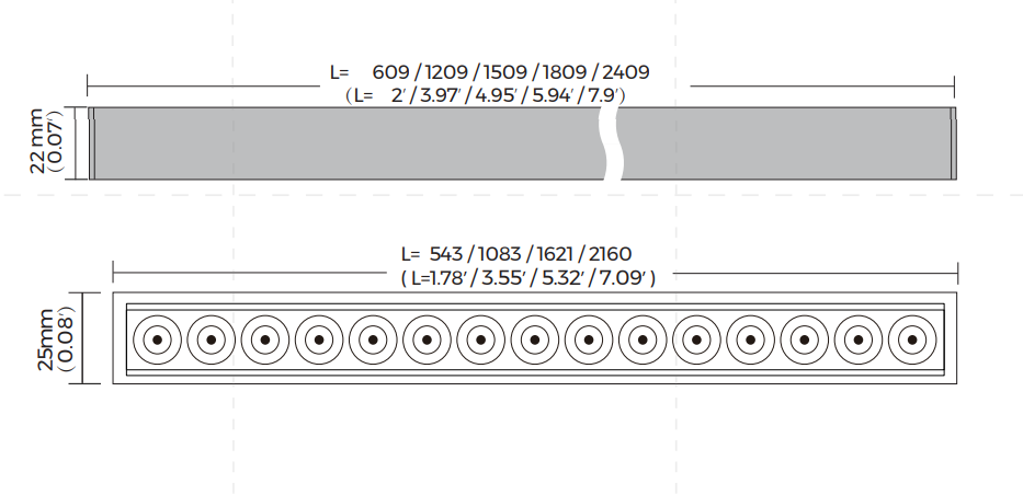 LS25 – Slim, lineaarinen LED-riippuvalaisin, valonjaolla 30°/55°, 24V, Musta, downlight/alasvalo