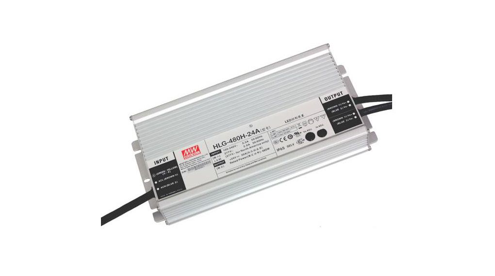 Säädettävä LED-vakiojänniteteholähde Mean Well HLG-480H-24A