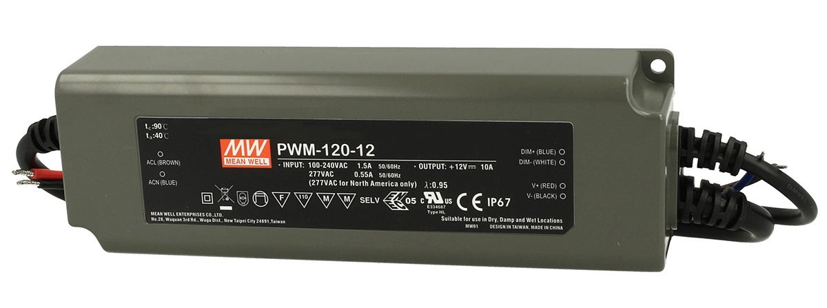 Mean Well PWM-120-12 LED-vakiojännitelähde 12V 120W PWM-ohjattava