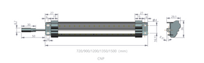 CNP LED-lippavalaisimen mittakuva, saatavana useita pituuksia