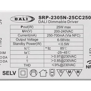 Sunricher SRP-2305N-25 – DALI2 LED-driver vakiovirta 25W, 250-700mA, Push-DIM, NFC tuotekuva