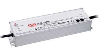 LED-vakiojännitelähde Mean Well HLG-240H-24B, 240W teho, IP65 suojaluokitus, himmennettävä