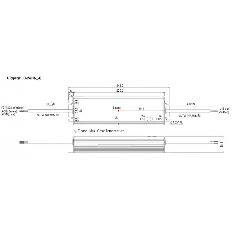Säädettävä LED-vakiojänniteteholähde Mean Well HLG-240H-24A