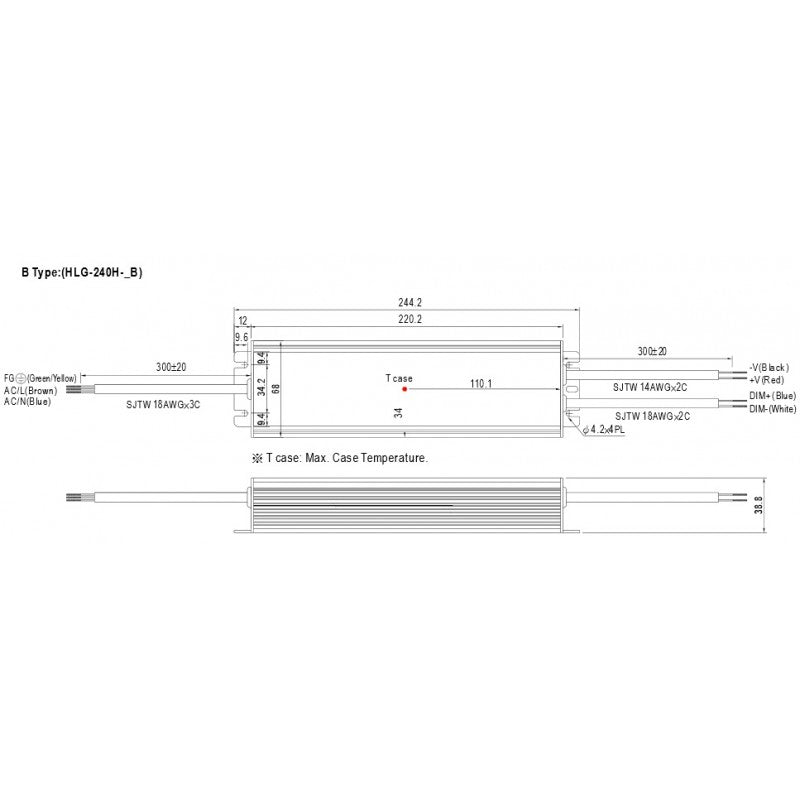 Mean Well HLG-240H-24 mitat