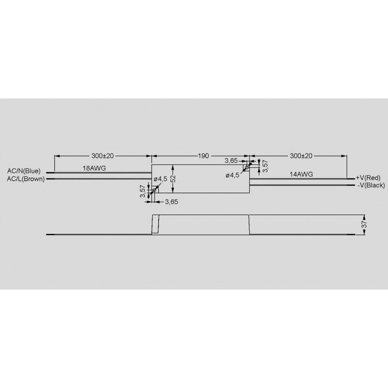 Mean Well LPV-100-24 LED-vakiojännitelähde 24V 100W mitat