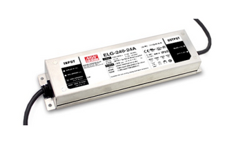 Mean Well ELG-240-24A-3Y LED-virtalähde 24V 240W IP67, ammattikäyttöön, säätömahdollisuudella.