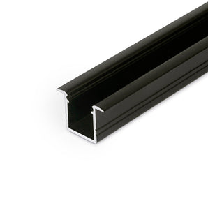 Kompakti alumiini LED-profiili MINI-UPPO10 musta 2m, siisti ja minimalistinen valaistusaine