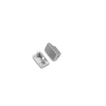 MINI8 LED-päätypalat, kaksi erilaista muovista päätypalaa, hopeinen väri.