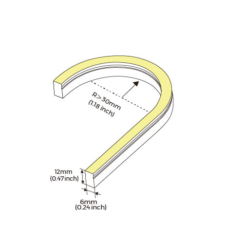NEON LED-nauha 0612 - 9,6W/m 24V LED-valonauha SIDE BEND 5m - 233lm/m, kosteussuojattu IP65