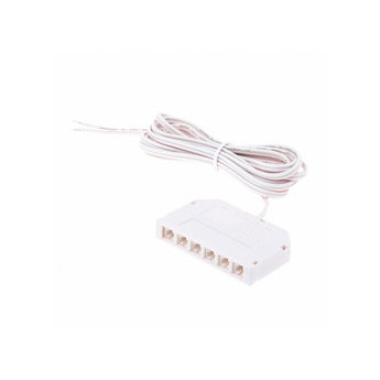 Pikaliitinrasia kuudelle MINI PLUG-liittimelle, valkoinen, 2m johdolla, LED-valaisimien yhdistämiseen.