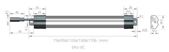 SPU-VC pysty LED-kylmäkalustevalaisin keskiasennukseen, 24 V IP65