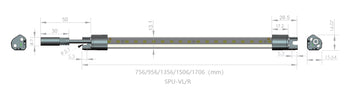 SPU-VL LED-kylmäkalustevalaisin vasempaan sivuasennukseen, 24 V IP65