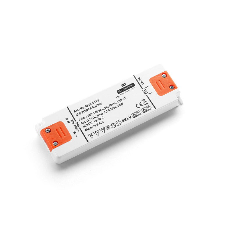 Snappy SS30-24VF SLIM – 24V 30W ohut LED-vakiojännitelähde (IP20)