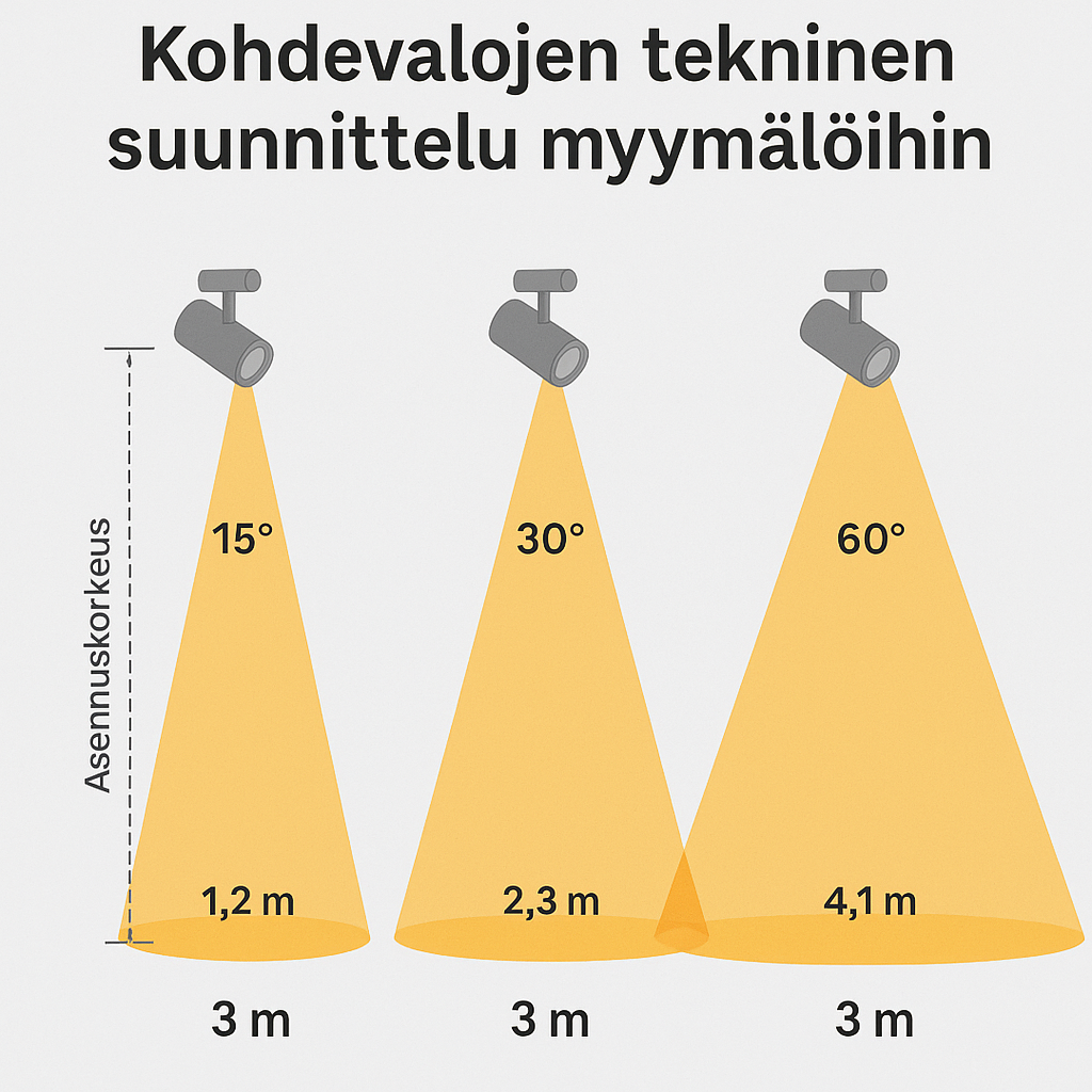 avauskulman vaikutus valaistavaan alaan