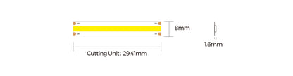 DF15-24V-8mm – COB LED-nauha 15W/m, CRI90, pisteetön, 24V, IP20