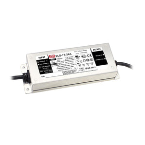 Mean Well ELG-75-24A LED-virtalähde, 60 W, 24 V, suojaluokitus IP65, käytettävä LED-projekteissa.