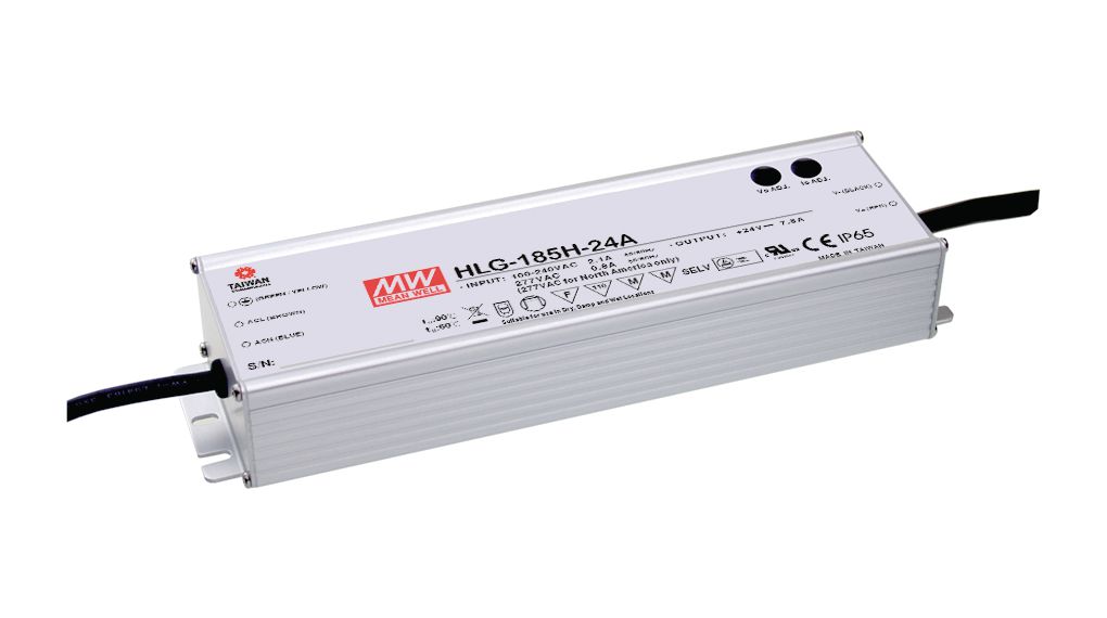 Mean Well HLG-185H-24A säädettävä LED-vakiojänniteteholähde 185W 24V