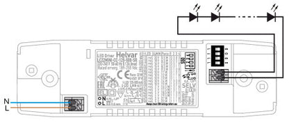 Helvar LC22MINI-CC-125-500-SR – 22W säädettävä vakiojänniteliitäntälaite