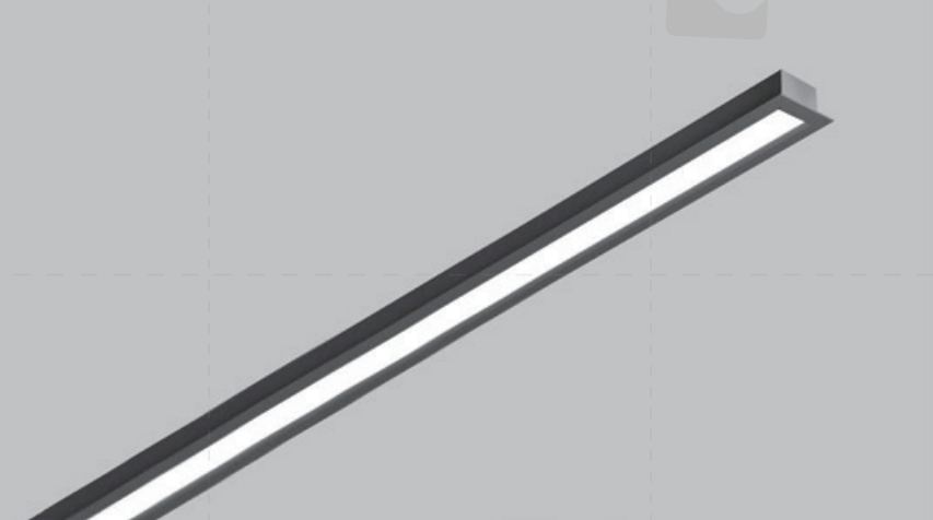 LE25 – Slim, lineaarinen LED-alasvalo upotettavalla asennuksella, peitelevyllä, Musta, 24V