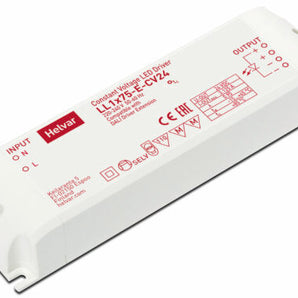 Helvar LL1x75-E-CV24 – 24V 75W LED-vakiojännitelähde, luotettava ja välkkymätön LED-vakiojännitelähde.