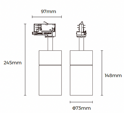 LSS-73 LED-kiskovalaisin mitat ja asennuskoot