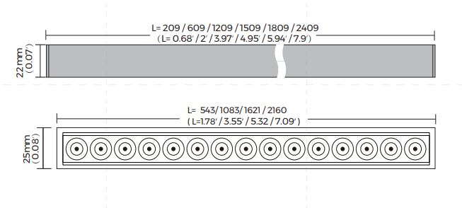 LM25 – Slim, lineaarinen pinta asennettava LED-kattovalaisin, valonjako 30°/55°, Musta, 24V,