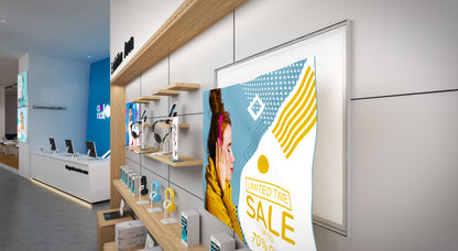 LumiSign Textile – 23 mm yksipuoleinen valaistu pinkokehys