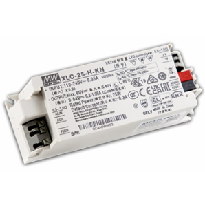 Mean Well XLC-25-KN – 25W KNX-vakiovirta virtalähde, 300–1050 mA, 100–305 VAC.