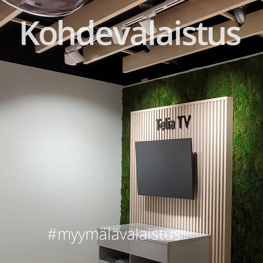 Kohdevalaistus muotikaupoissa, elintarvikemyymälöissä, sisustusliikkeissä ja elektroniikkamyymälöissä – korostaa tuotteita ja ohjaa asiakasta tehokkaasti.