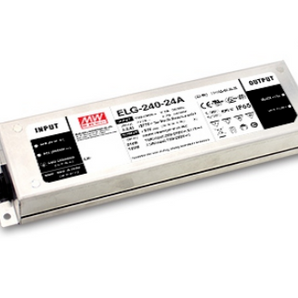 Mean Well ELG-240-24A-3Y LED-virtalähde 24V 240W IP67, ammattikäyttöön, säätömahdollisuudella.
